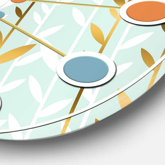 Designart 'Golden Foliage I Mid-Century Modern Wall Clock